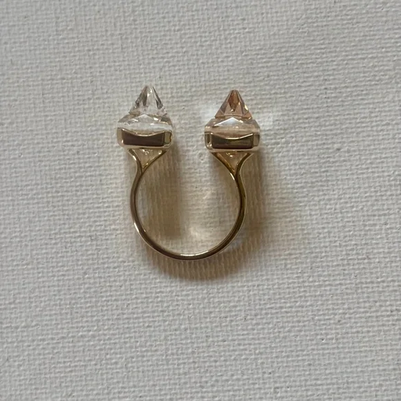 Swarovski Open Ring Pyrámid Cut Yellow Crystal Gold Tone Plated  Size - Picture 5 of 8